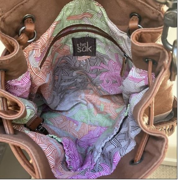 the sak Avalon brown leather fringed backpack purse - Picture 5 of 11